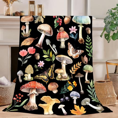 Mushroom Blanket - Ultra Soft Mushroom Throw Blanket Super Fuzzy Plush Cozy Fleece Warm Stuffed Animal Bedding Blanket Gift for Kids & Adult 40x50
