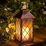TAKE ME Solar Lantern,Outdoor Garden Hanging Lantern-Waterproof LED Flickering Flameless Candle Mission Lights for Table,Outdoor,Party