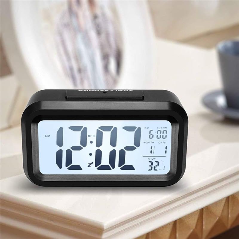 xyno Electric Digital Alarm Clock – Large LED Screen Desk Clock with Time, Date & Calendar Display, Electronic Desktop Clock for Home, Office, Bedroom & Kids 3