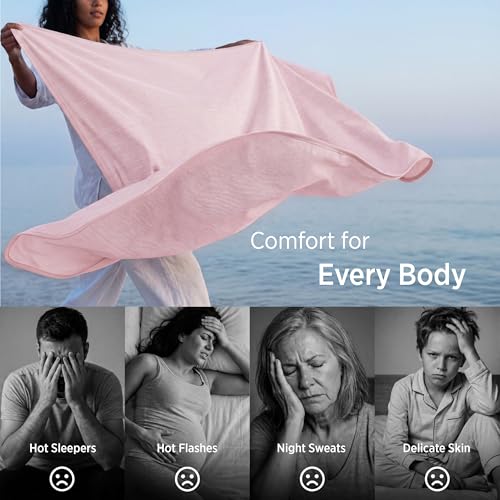 Image of Bedsure Pink Cooling Blanket for Hot Sleepers - Summer Cold Throw Blanket for Bed, Arc-Chill Lightweight Summer Bedding, Cool Thin Ice Cold Cooled Throws with Rayon Derived from Bamboo, 50x70