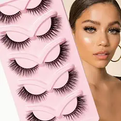 5 pares de cílios postiços, cílios de gato reutilizáveis, maquiagem de cílios com cauda de asa, adequado para iniciantes