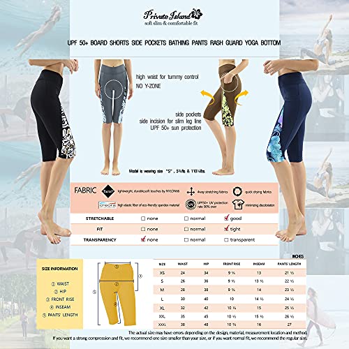 Private Island Women UPF 50+ Board Shorts Side Pockets Pants Swimsuit Beach Bathing Swim Rash Guard Yoga Bottom (RSLP)4