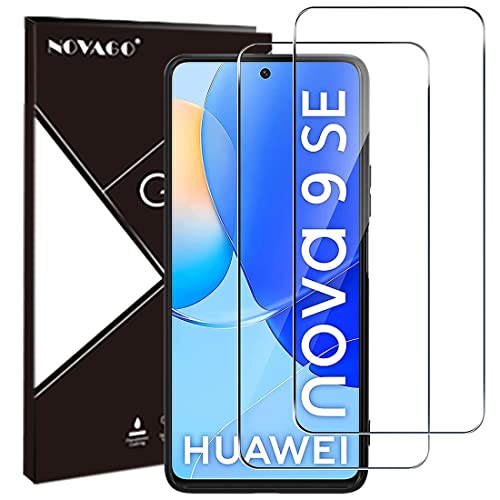 NOVAGO Compatible con Huawei Nova 9 SE – Pack de 2 protectores de pantalla de cristal templado resistente a los golpes y a las explosiones de pantalla (transparente)