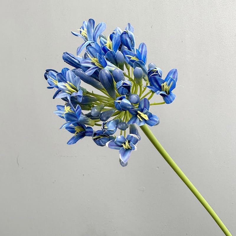 3 Pcs Long Stem Artificial Flowers,26" Blue Artificial African Agapanthus,Silk Flowers for Wedding Bouquet Home Hotel Arrangement Party Decor - Image 9