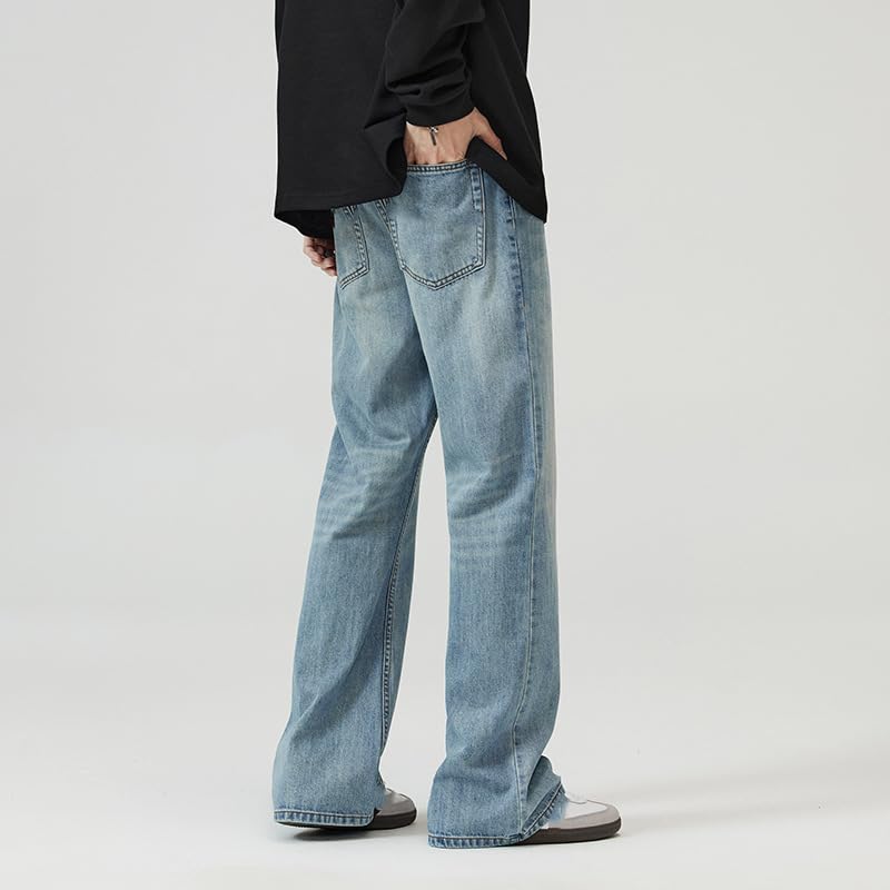 Men's Jeans American Street Sky Blue Denim Casual Elastic Waist Pants4