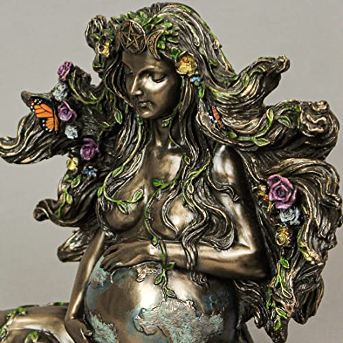 Estatua Gaia sentada embarazada 17.5 cm en resina y bronce miniatura 6