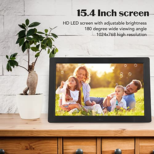 Porta-retratos digital WiFi de 15,4 polegadas, álbum de fotos digital de tela HD de 1024x600 com con