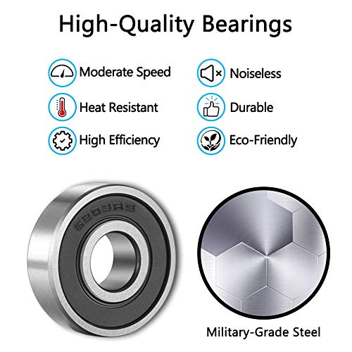 Image of 6203 2RS Ball Bearings [4 Pack] Bearing Steel and Double Rubber Sealed Miniature Deep Groove Ball Bearings for Electric Motor (17mm x 40mm x 12mm)
