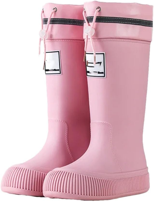 Women's Mid Calf Rain Boots Collar Muck Boots Ultra Lightweight Portable Garden Shoes