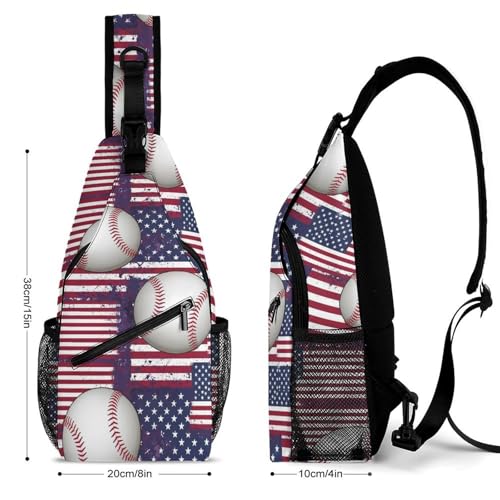 Men's Sling Shoulder Backpack, Compact Daypack Chest Crossbody Bag for Outdoor Sports, Baseball Sports American Flag Bags2