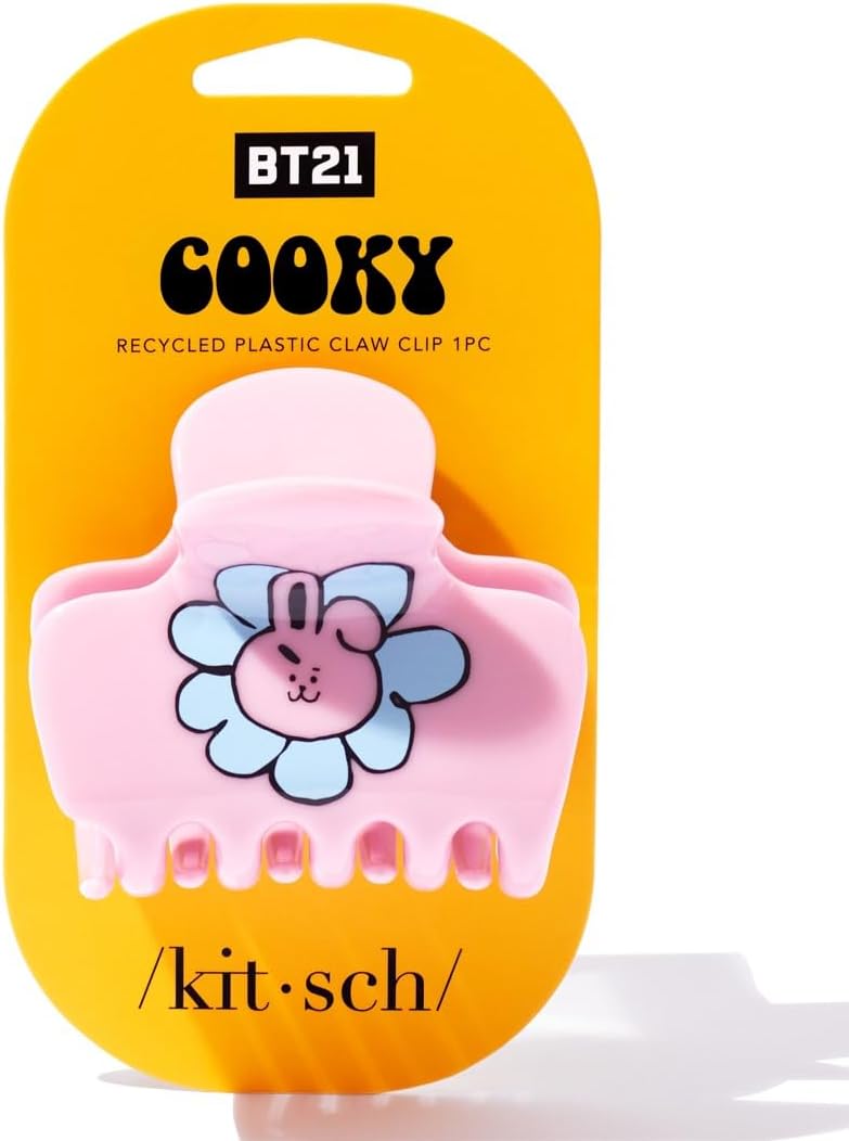 BT21 Recycled Plastic Puffy Medium Hair Clips for Women, Medium Claw Clip for Thin & Thick Hair | Ideal Gifts for Women - COOKY, 1pc