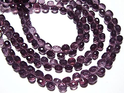 Quartz rhodolite en verre facetté style briolette oignon de 7mm sur fil de 9 pouces LKBEADS