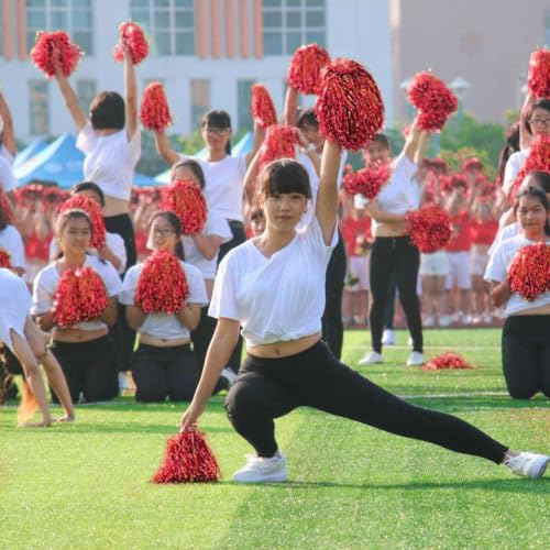 Image of baotongle 12 PCS Cheerleading Squad Spirited Fun Poms Pompoms Cheer Costume Accessory for Party Dance Sports