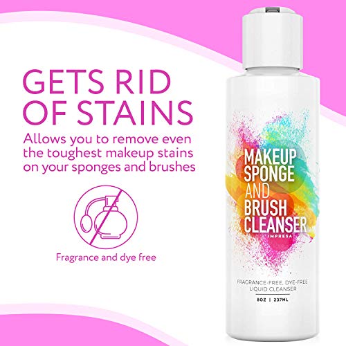 Impresa 8Oz Cosmetic Cleanser & Conditioner Compatible Many Foam Makeup Sponges And Brushes - Fragrance-Free, Dye-Free - Made In The Usa #TOP1