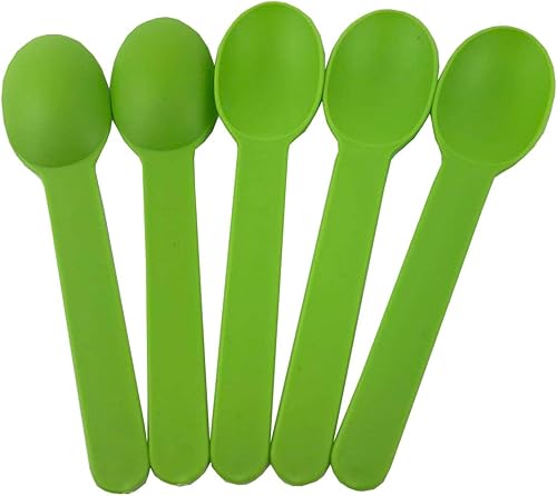 Miniatura 2 de MMvolesy Cucharas de plástico desechables ecológicas verde lima, cucharas de helado de yogur congelado, cucharas de postre congelado, 50 unidades