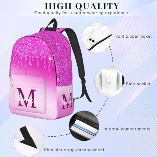 Custom Backpack for Girls Kids, Personalized Bookbag with Name, Customized Casual Unisex Daypack Bags for School Travel Work4