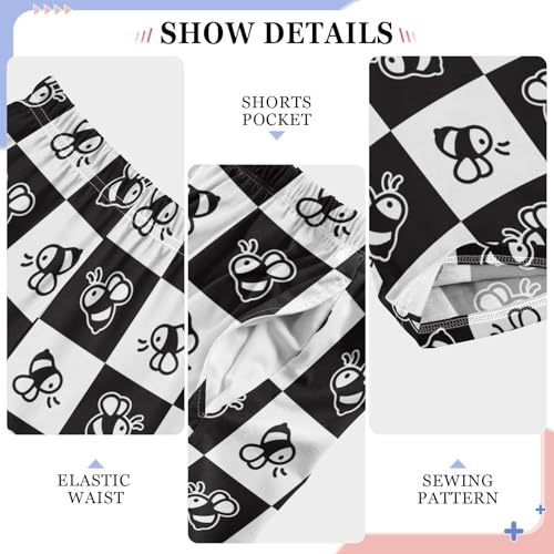 ZZKKO Honey Bee Black White Boys Pants for Kids Jogger Pants with Pockets S-XL4