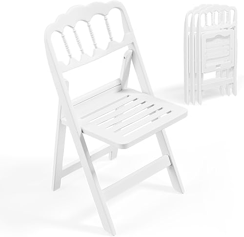 Vista 11 de VINGLI Silla plegable de plástico de resina blanca con asiento hueco, silla de plástico plegable con capacidad de peso de hasta 350 libras, perfecta