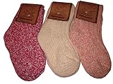 Wowerat Nowegersöckchen 3er Pack Wollsocken Baby Kinder (19-22, rottöne)