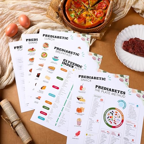 Image of Sinload 12 Pcs Pre Diabetic Food List Laminated Diabetes Type 2 Meal Plan Food Chart Low Sugar Food Glycemic Index Chart