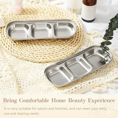 Image of 4 Pcs Esthetician Bowls Face Mask Tray Esthetician Supplies Stainless Steel Compartment Serving Tray Women Skincare Products Facial Bowl for Spa Salon Aesthetician Beauty, Nail Art (Silvery,Medium)