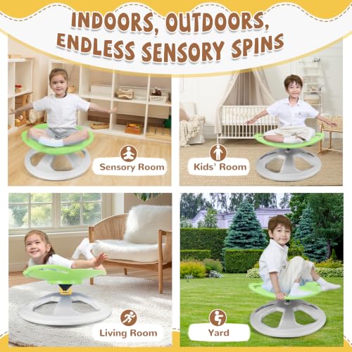 Image of Zhenx Spinning Chair for Autistic Kids with Handles - 220lbs Capacity Sensory Swivel Seat - Sensory Toy for Teens with ADHD /Autism - Sit & Spin Calming Gift to Improve Focus & Body Balance (Green)