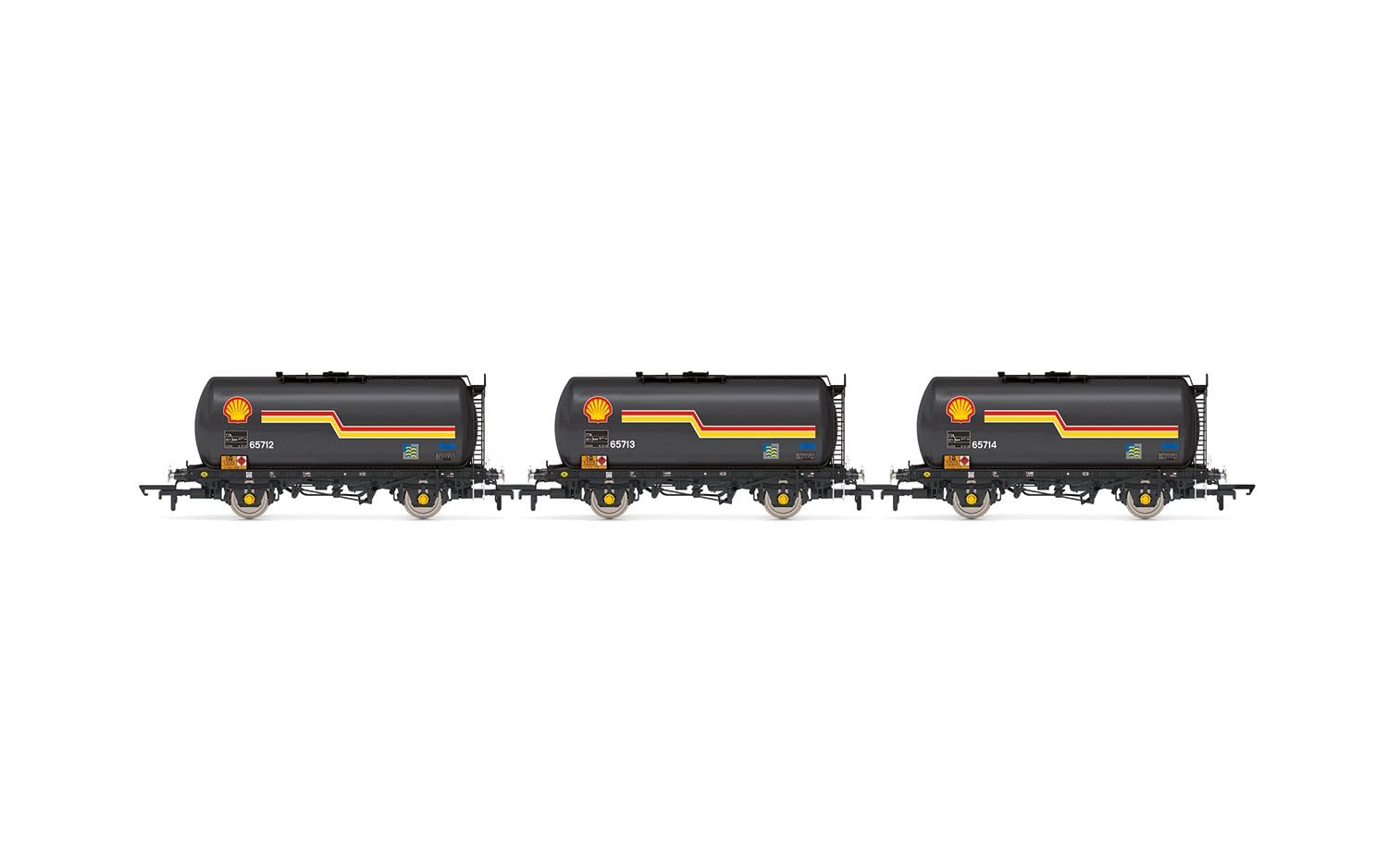 Hornby R60259 Shell, TTA Tank Wagon Triple Pack - Era 8 Freight Wagons Wagons & Wagon Packs, Black, 00 Gauge