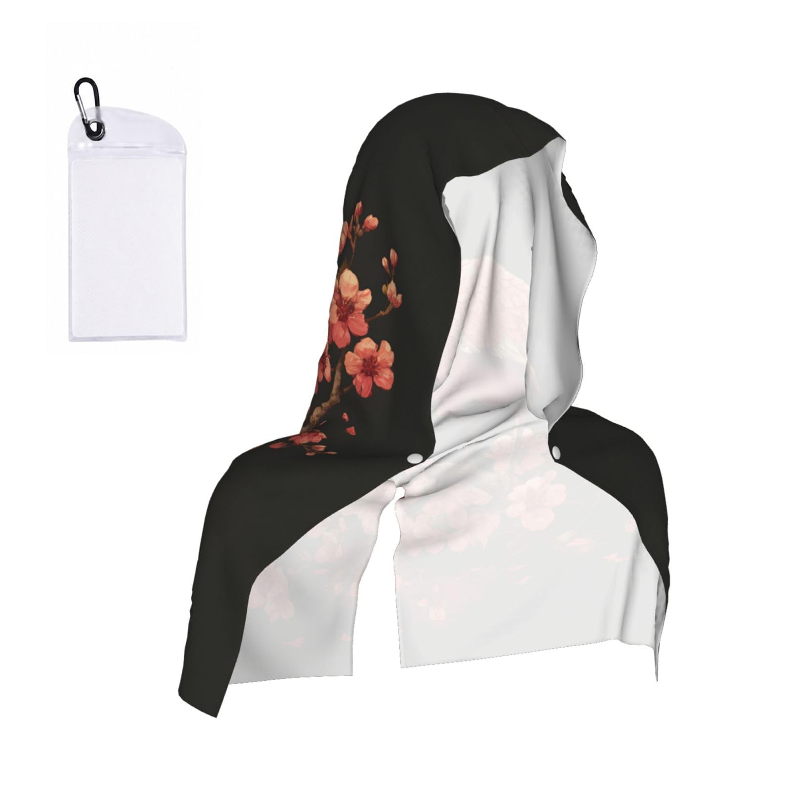 WXWJSHMGC Cherry Blossom Crane Print Cooling Hoodie Towel, Cooling Towels For Neck And Face Sun Protection Instant Cool Hoodie(Sport/Camping/Work Out/Hot Weather)