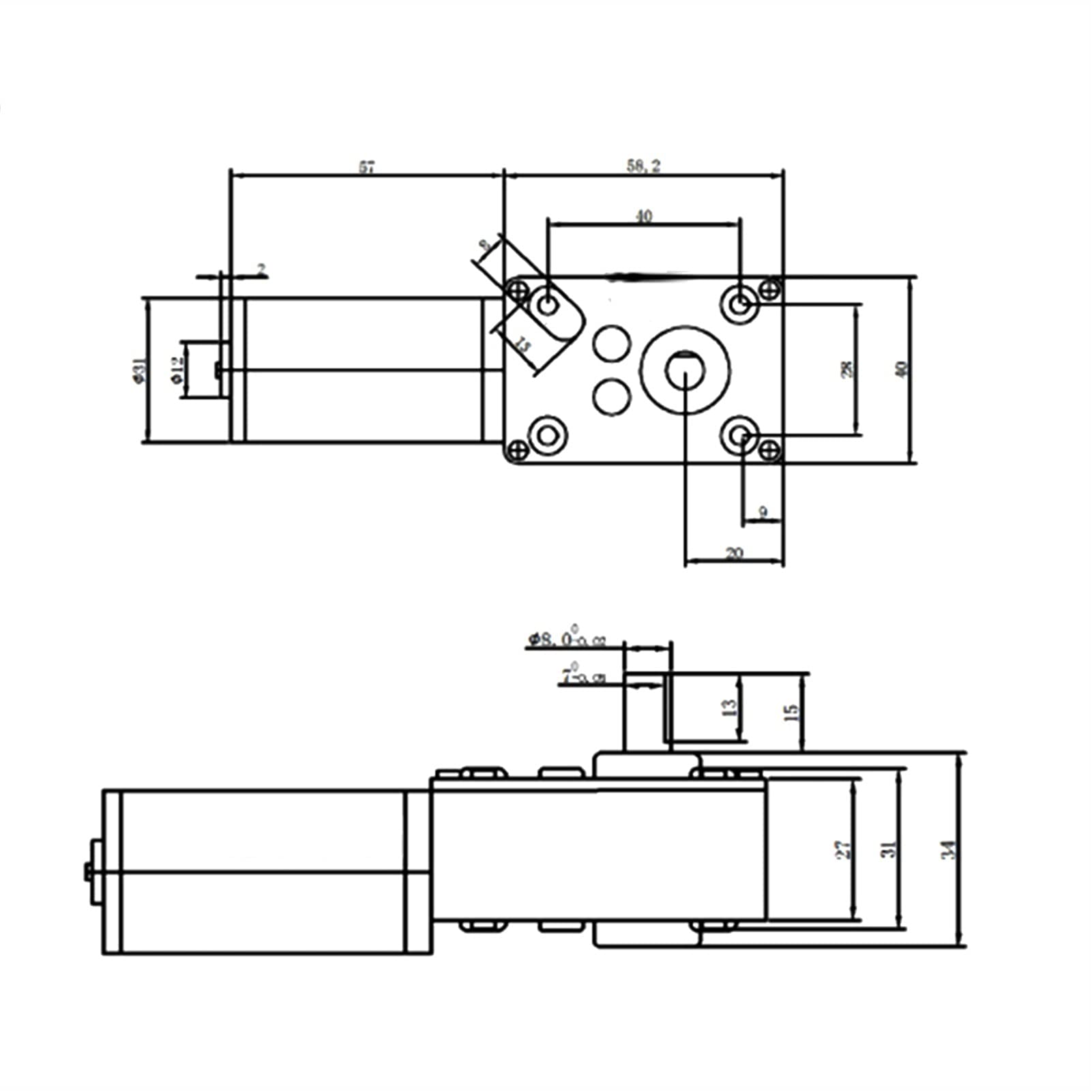 Produktbild von CKryzillix DC-Schneckengetriebemotor – 12V/24V, 7 RPM, Selbsthemmend Für Vorhänge & Schredder