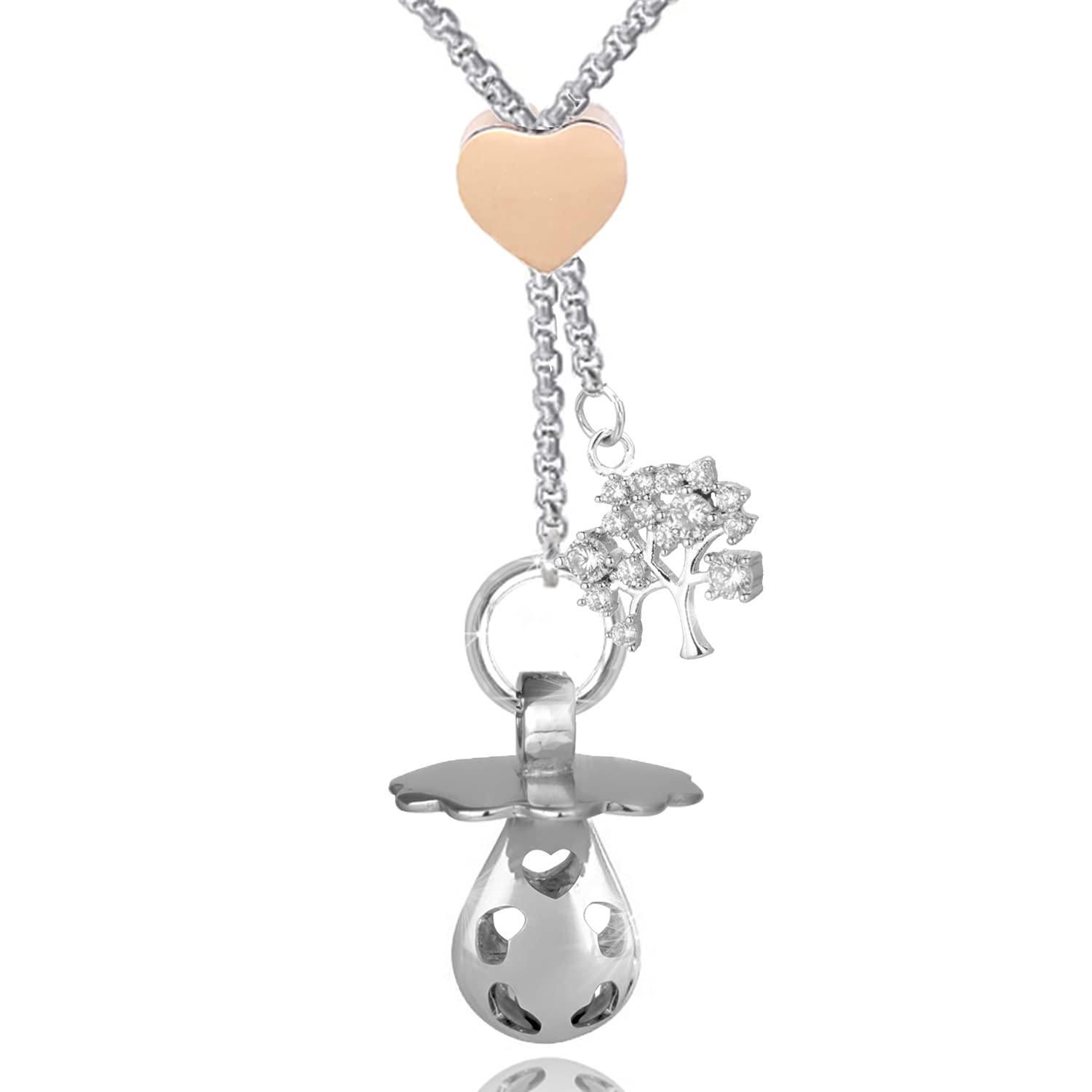 SAGA GIOIELLI – Collana Chiama Angeli Per Gravidanza Con Ciondolo Saliscendi – Cristalli E Angelo – Made In Italy