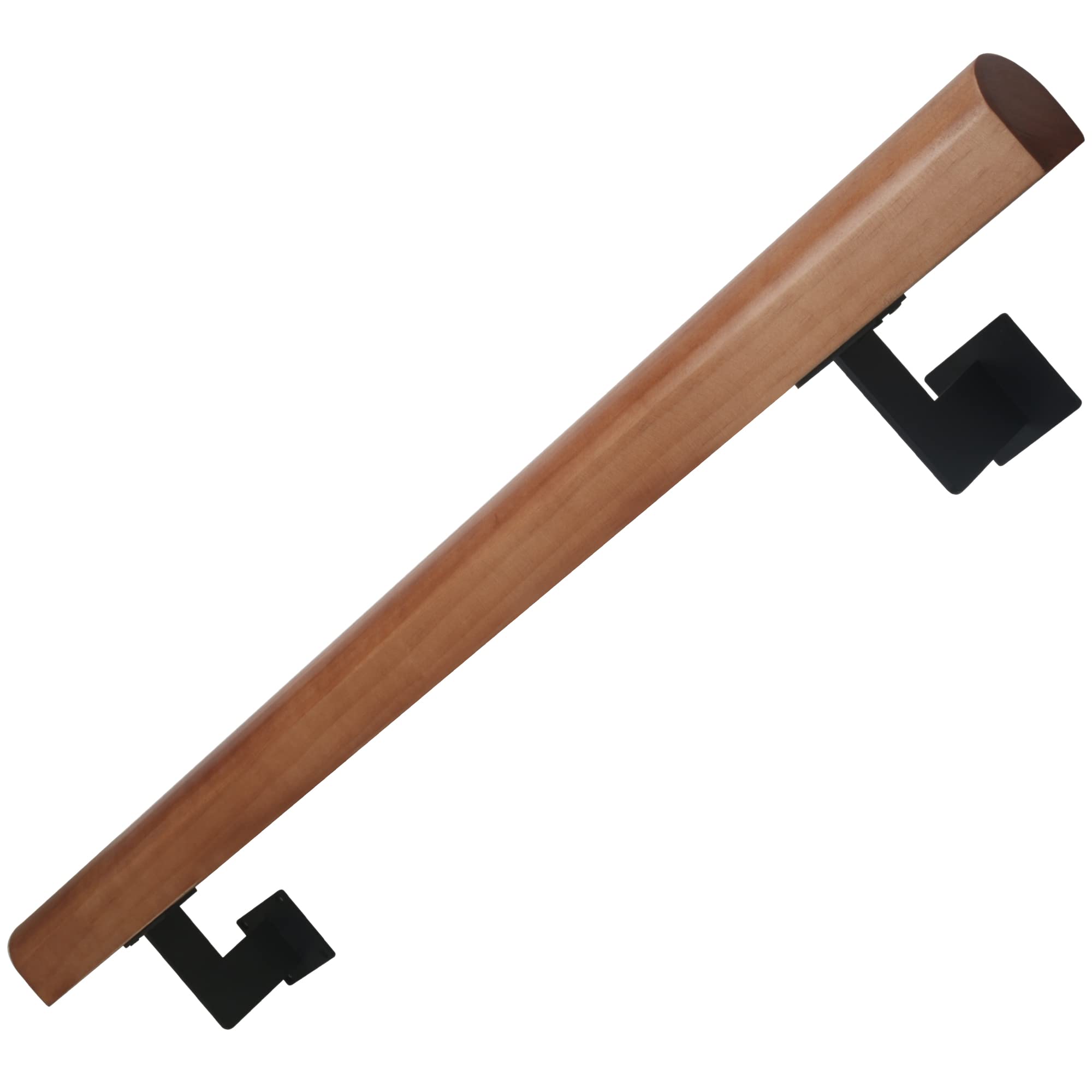 Photo 1 of 3.3 ft Wooden Wall Stair Handrail - Complete Kit. Solid Pine Handrails with Sturdy Safety Wall Mount Brackets, for Indoor Stairs Wall Mount Grab Bar, Wall Staircase Handrail (1 Pieces) 3.3 Feet