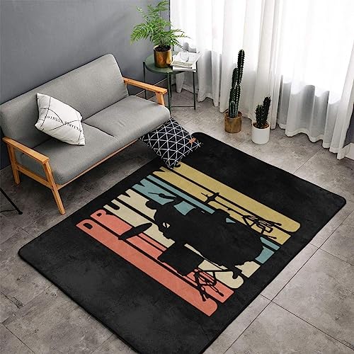 OKLRYNBV Style Drumming Drummer Anti Slip Carpet 60x39in Suitable for Family Bedrooms or Offices, White