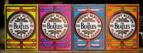 Shop4top 4 cartes à jouer The Beatles Deck Theory 11 tours Rose/orange/bleu/vert - Les Beatles, Paul McCartney, John Lennon, RIngo Starr, George Harrison Shop4top 4 cartes à jouer The Beatles Deck Theory 11 tours Rose/orange/bleu/vert – Image 3
