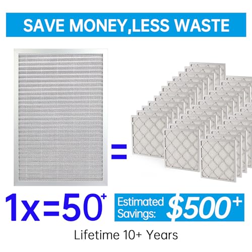Image of UBeesize 14x20x1 Reusable Electrostatic Air Filter HVAC AC Furnace Filter,MERV 8, Washable, Lasts a Lifetime,Permanent Air Filter,Breathe Fresher,Home And Office(Actual Size:13.5x19.5x0.82 Inch)