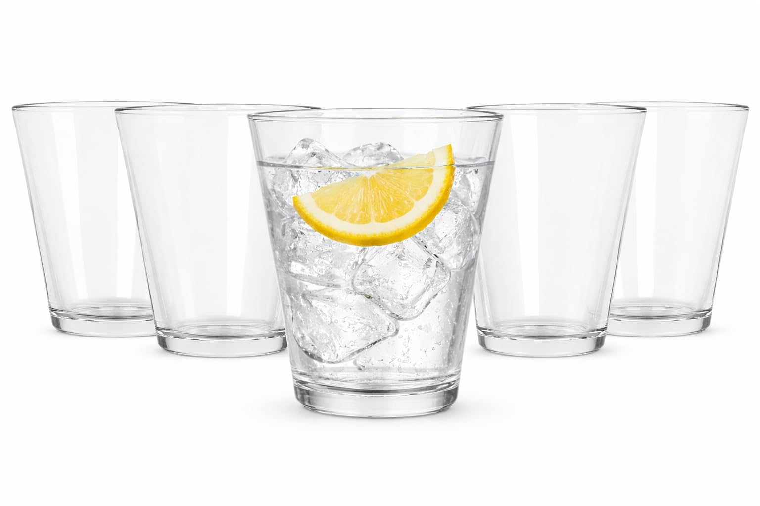 Argon Tableware Water Glasses Set of 6-250ml Clear Drinking Tumblers - Straight-Sided Everyday Glassware for Water Juice Cocktails - Durable Soda Lime Glass