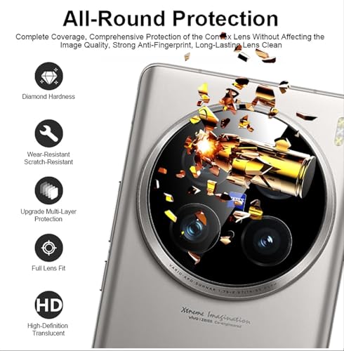 Image of Xmon Back Camera Lens Protector for Vivo X100 5G (1 Pack) Premium Camera Glass Protector Guard, Anti-Scratch, Ultra-Clear, Easy Installation