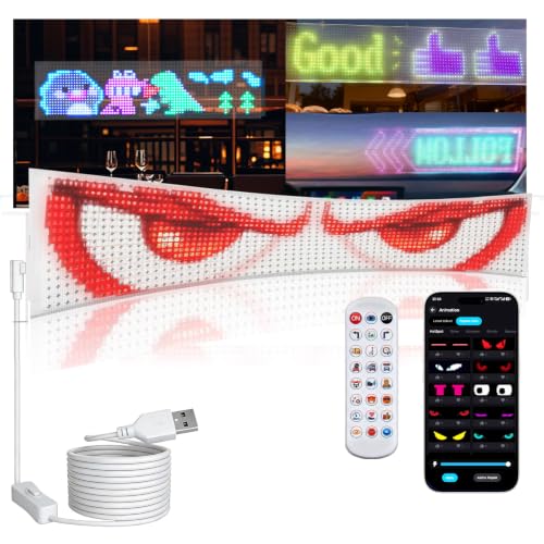 Matriz LED programable USB con ojos de diablo dinamicos y pantalla impermeable flexible para coche 2