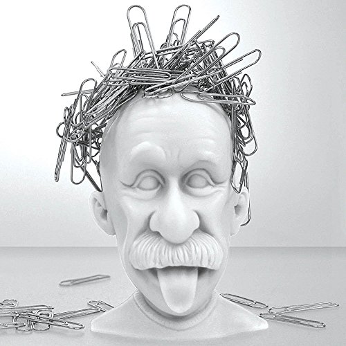 Mustard Magnetic Paper Clip Holder, Albert Einstein, Desk Accessory