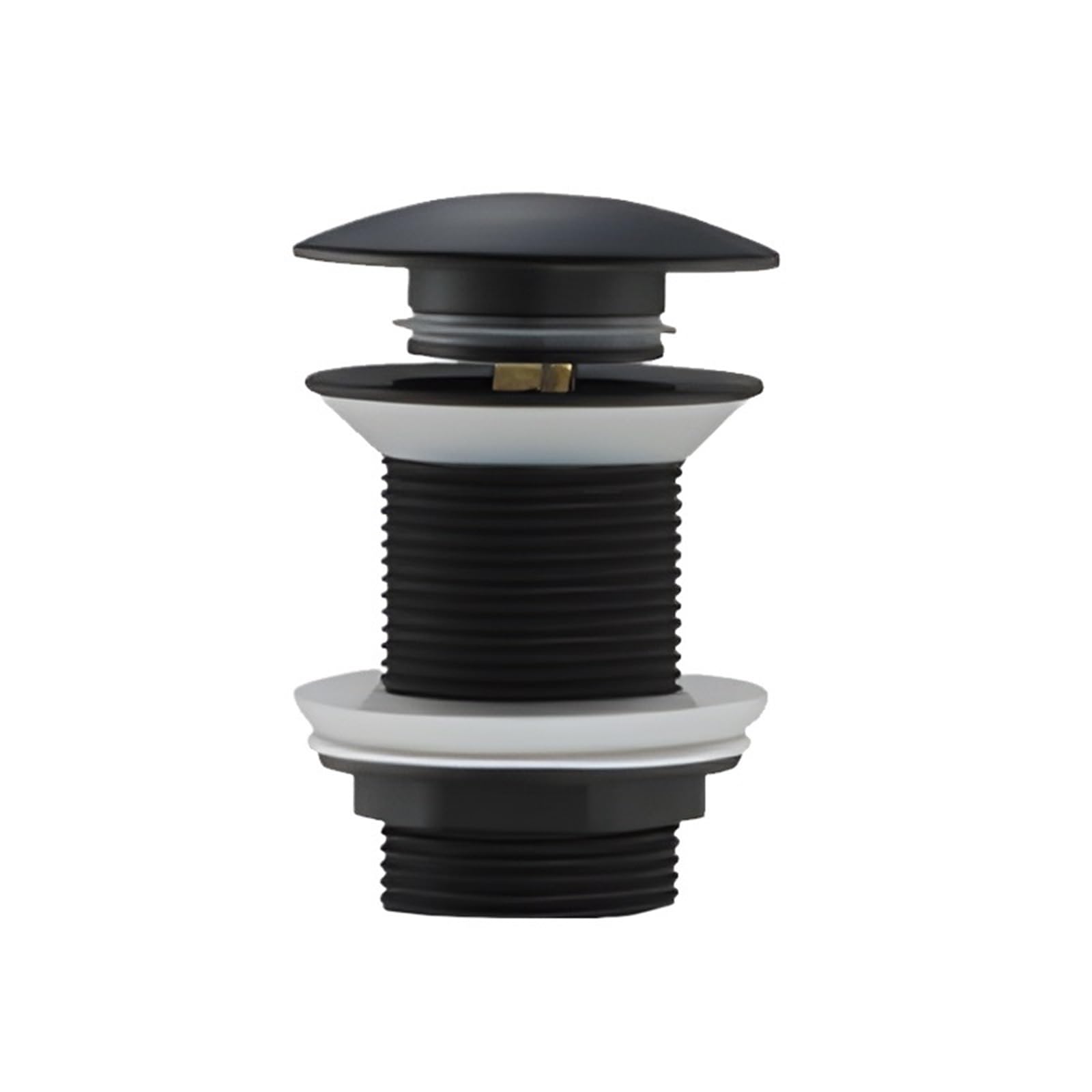 Sink Plug Black Gold Basin Sink Drainer Corrosion Resistant Pop Up Push Button Waste Trap With Overflow Kitchen Bath Drain Stopper No Hole(Black No Hole)