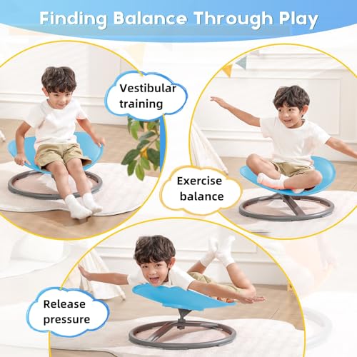 Image of BABAMU Spinning Chair for Autistic Kids, Sensory Swivel Chair, 220LBS Weight Capacity, Autism Sensory Products, Autism Toys, Sensory Toy (Blue, Egg)