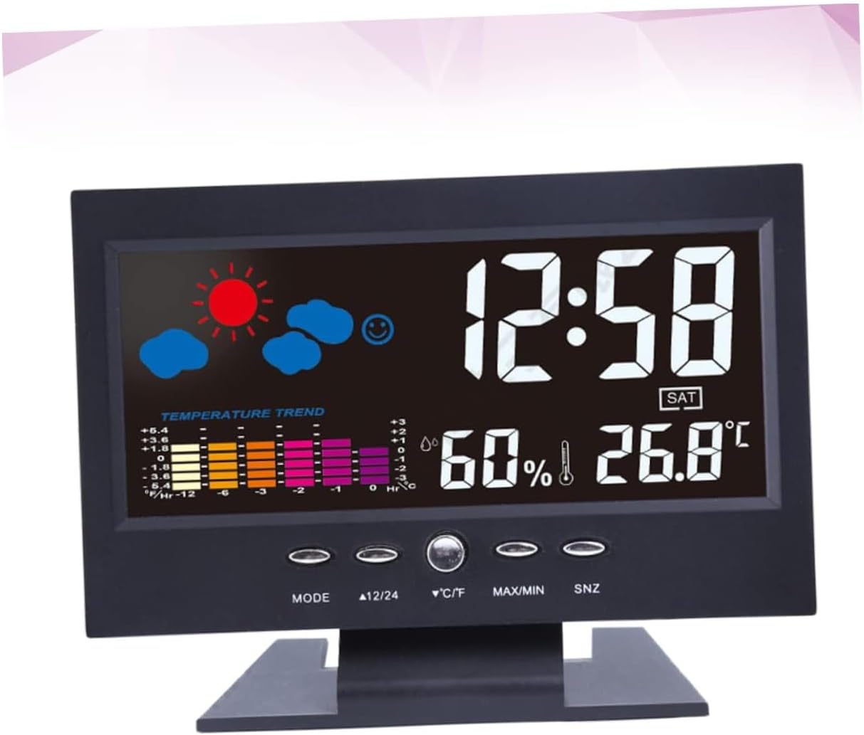 Reliable Electrical Meteorology, pantalla LED creativa a Color, reloj de pronóstico del Tiempo, reloj despertador con retroiluminación de calendario perpetuo de temperatura y humed