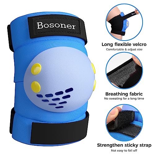 Image of BOSONER Kids /Youth Knee Pads Elbow Pads Wrist Guards Set for 3-15 Years, Child Protective Gear Set for Roller Skates, Cycling, BMX Bike, Skateboard, Inline Skating, Scooter Riding Sports