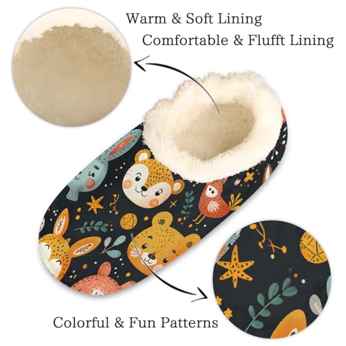 House Slippers for Women Men Cartoon Rabbit Tiger Animal Indoor Slippers Non-Slip Fuzzy Feet Slipper Winter Warm House Shoes, Women 5-6/Men 3-42