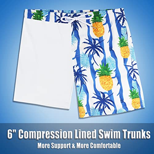 Image of Boys Swim Trunks with Boxer Brief Liner Compression Anti Chafe Swimming Shorts Stretchy UPF Quick Dry Swimsuit