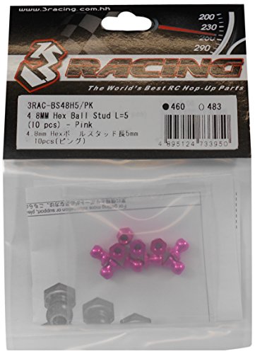 Rotules hexagonales 4.8mm rose 3RACING Integy pour voiture RC Sakura Zero