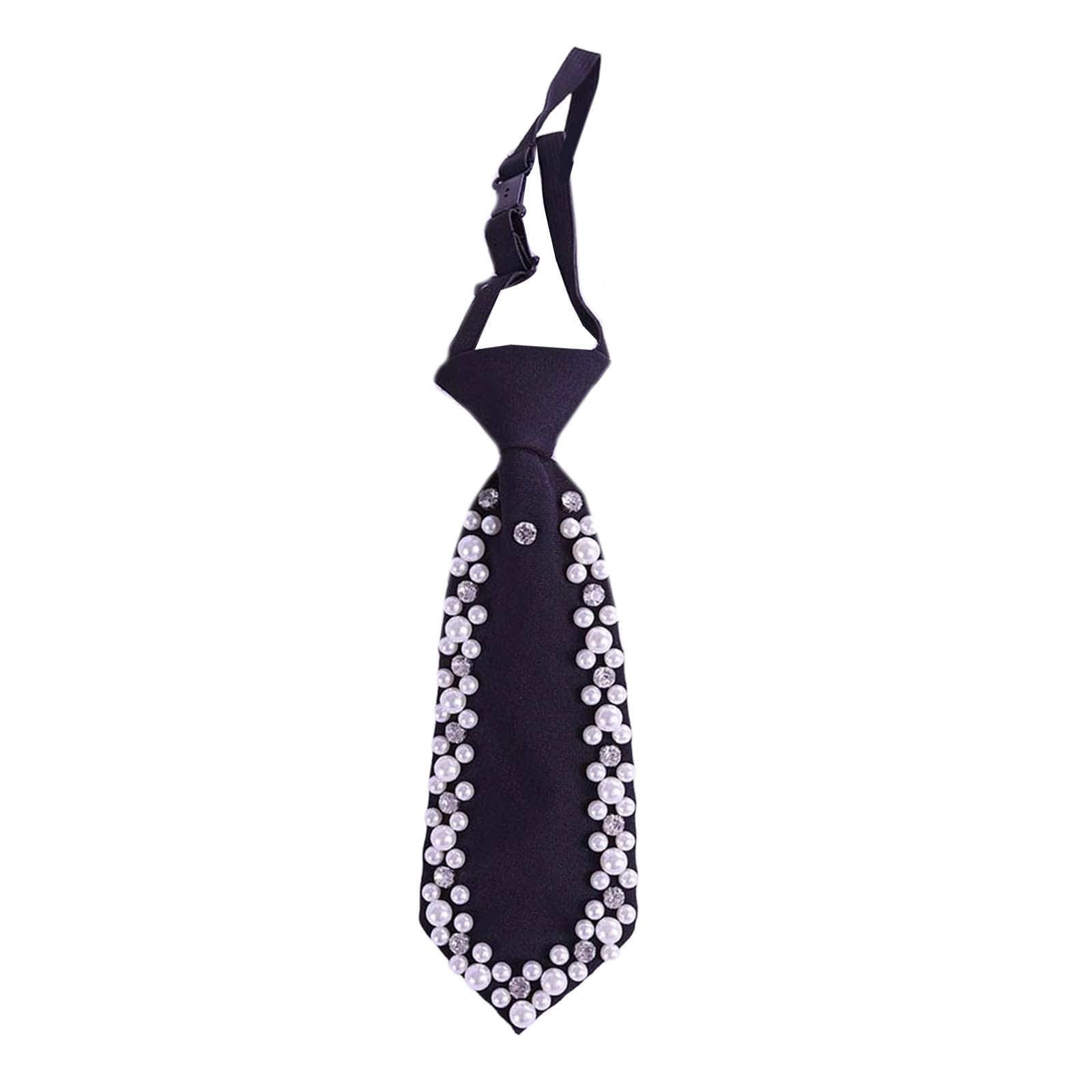 MICFENY Elegant Imitation Pearls Accent Necktie Lightweight Wrinkles Resistant Polyester Suitable For Meetings And Casual Occas