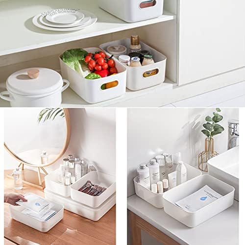 Doafoce Set of 4 Plastic Storage Baskets,Multiple Colour Plastic Storage Boxes Stackable storage box with handle for Cupboards Organiser Kitchen Cupboard Storage.