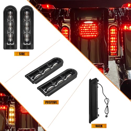 Luces LED Insertadas para Alforjas, compatibles con Harley Touring 2014 en adelante, carcasa negra, diseño con luz de soporte, aptas para Road King, Street Glide, Road Glide, Electra Glide, Ultra Limited y FLHTCU miniatura 3