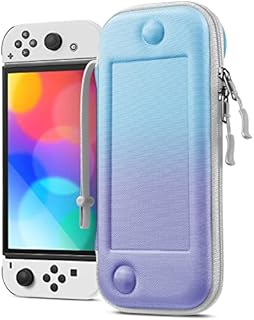 Fintie Smukłe etui kompatybilne z modelem Nintendo Switch/Switch OLED  [ultracienkie], odporna na uderzenia twarda obudowa, z 10 uchwytami na karty do gry, do konsoli Switch Joy-Con, szare