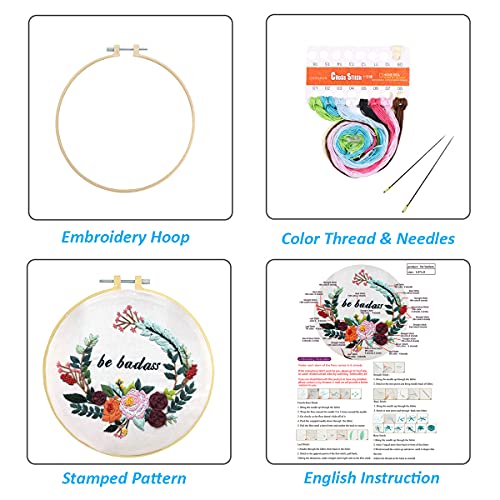 Image of Louise Maelys Inspirational Flower Embroidery Kit for Beginners Handmade | Complete Set with Cross Stitch Kits for Adults to Explore DIY Crafts. Needlepoint Kit for Handmade Gifts
